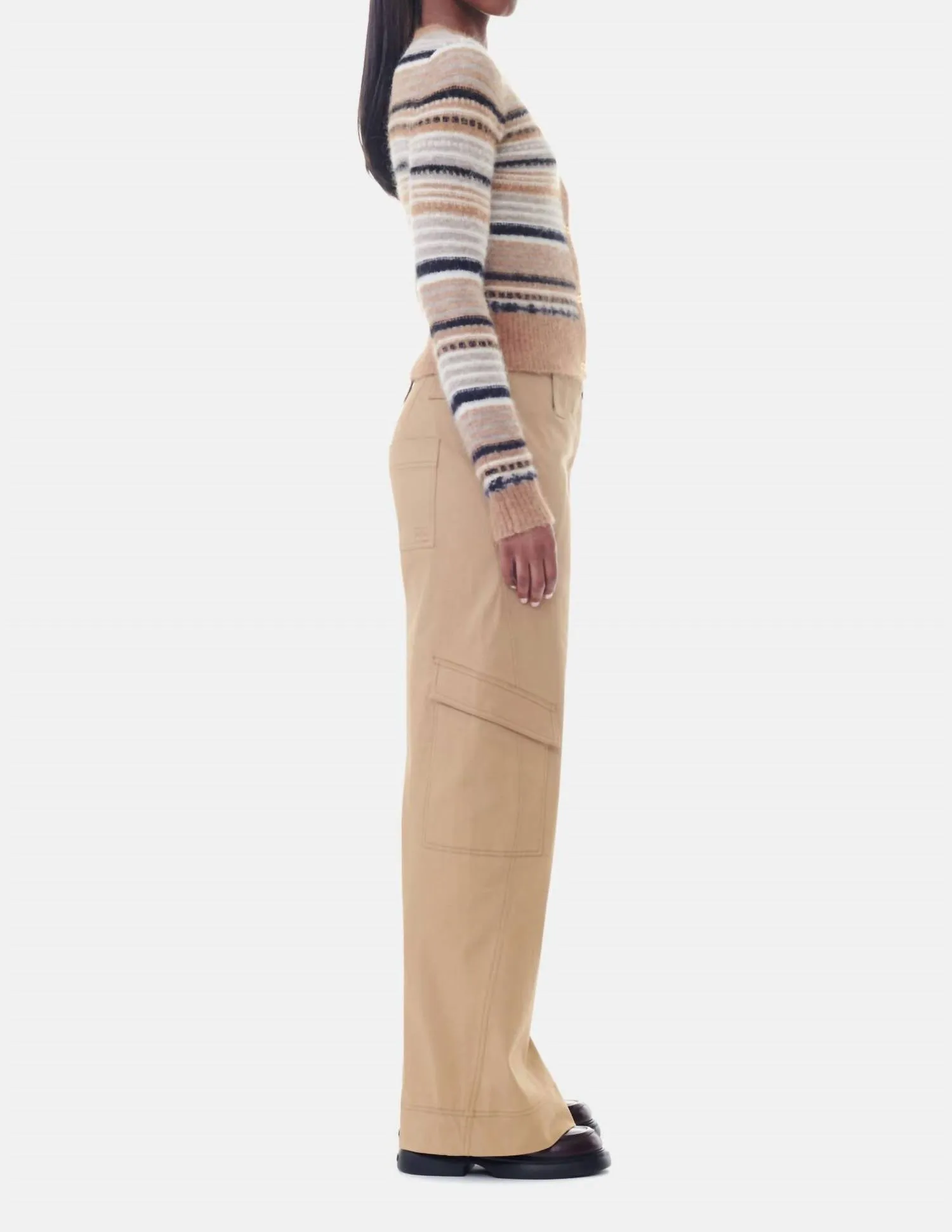 Soft Wool Stripe Cardigan In Tiger's Eye