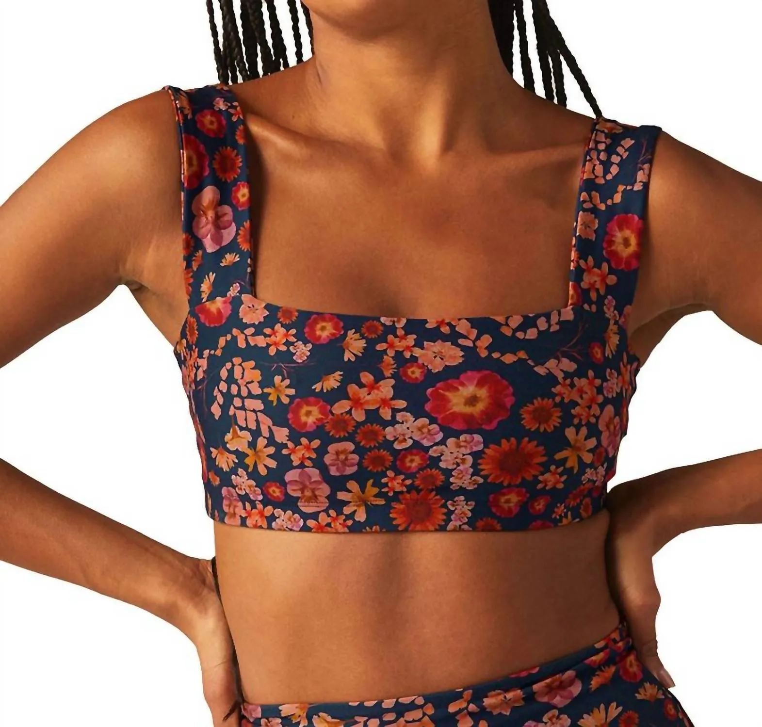 Softmark Square Sports Bra In Retro Press Floral