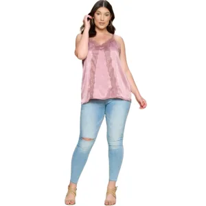 Solid Satin Sleeveless Cami Woven Tank Top