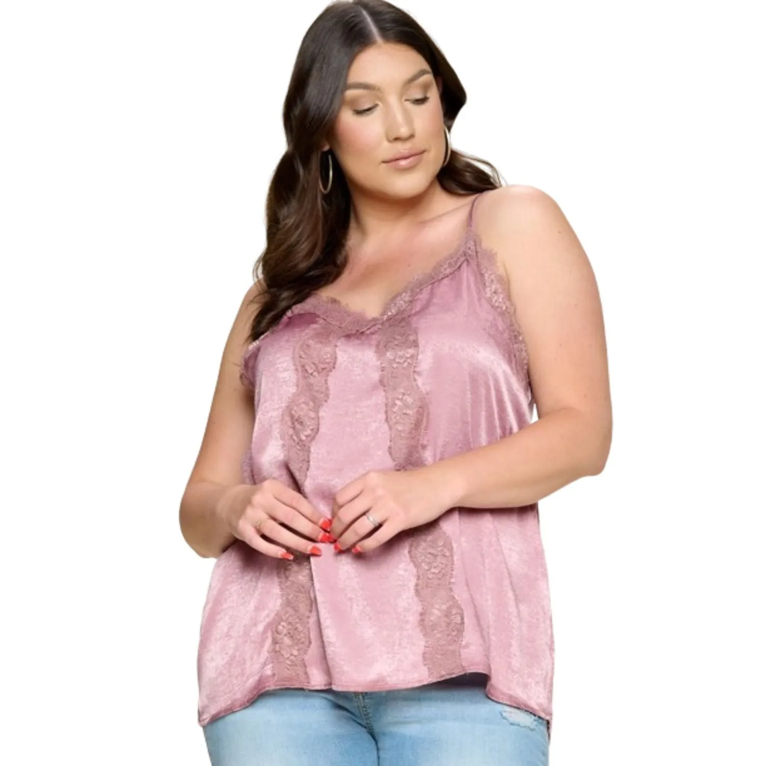 Solid Satin Sleeveless Cami Woven Tank Top