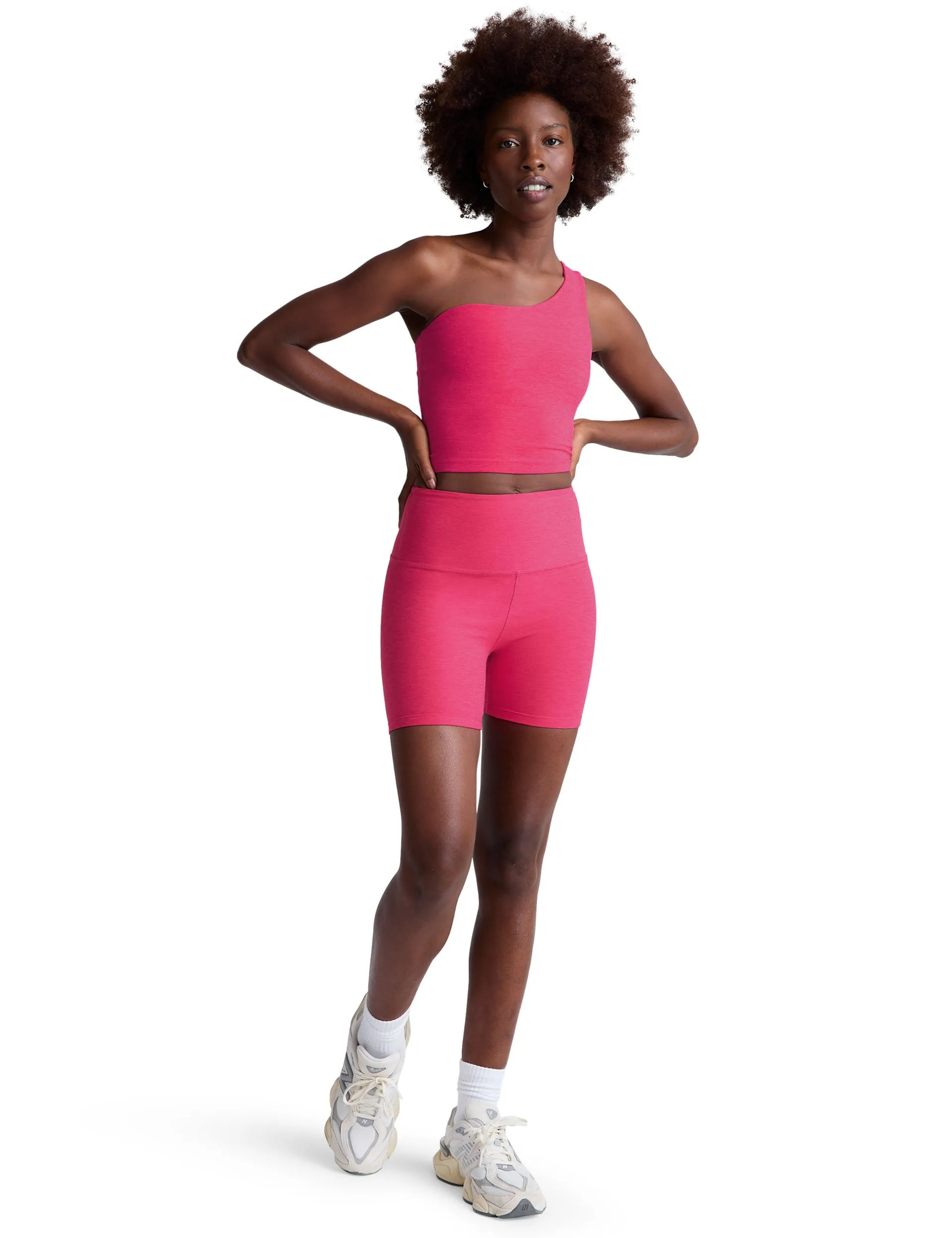 Spacedye Keep Pace 5" Biker Short - Vivid Pink Heather