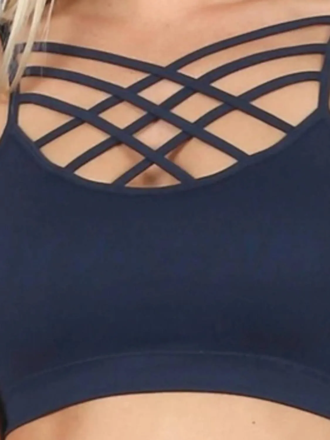 Strappy Seamless Bralette In Navy