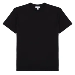 Sunspel Womens Boy Fit Crew Neck T-Shirt Black