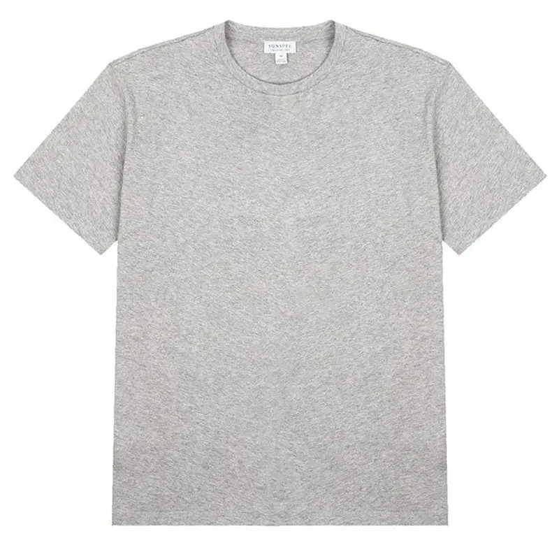 Sunspel Womens Boy Fit Crew Neck T Shirt Grey Melange