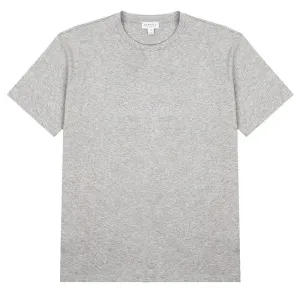 Sunspel Womens Boy Fit Crew Neck T Shirt Grey Melange