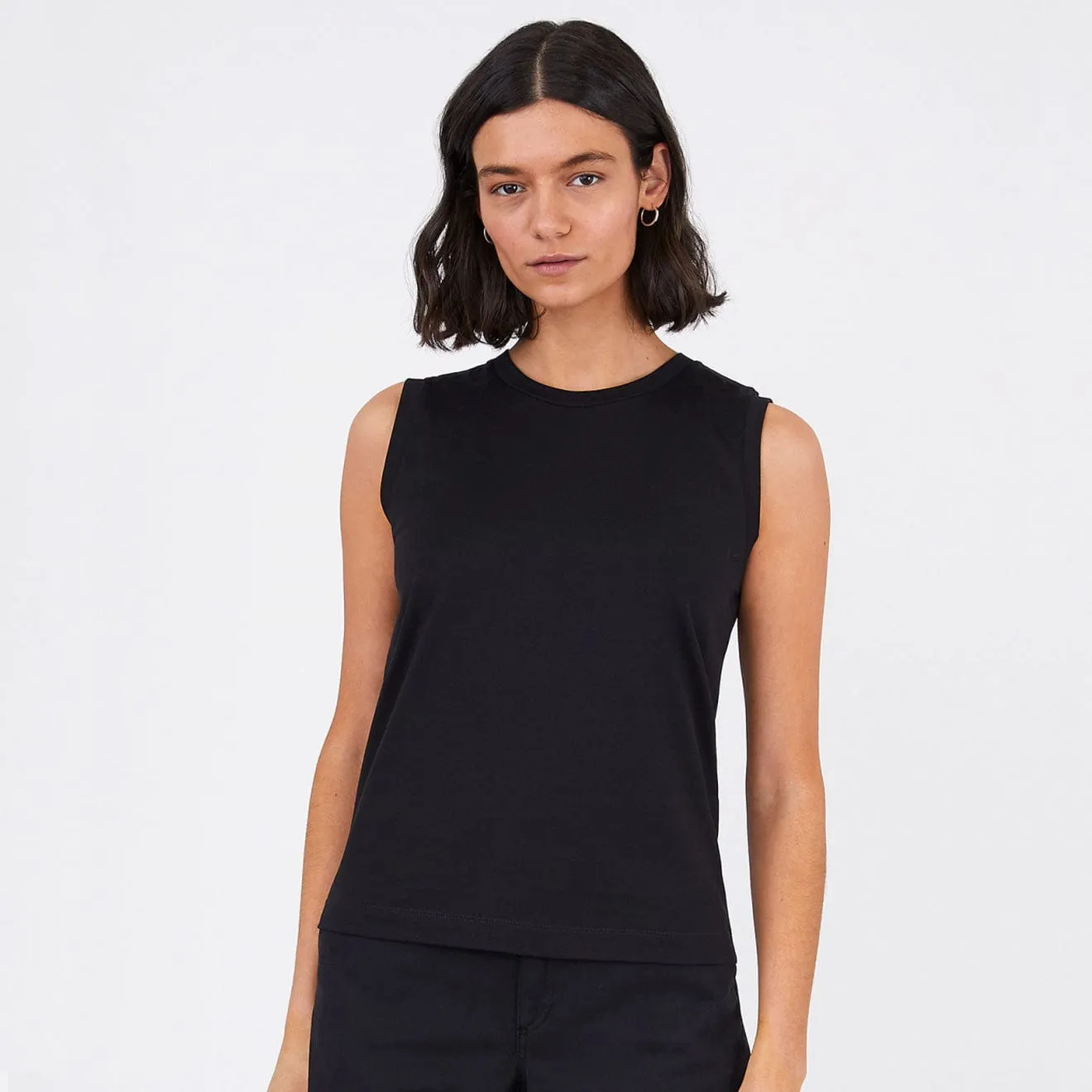 Sunspel Womens Boy Fit Tank T-Shirt Black