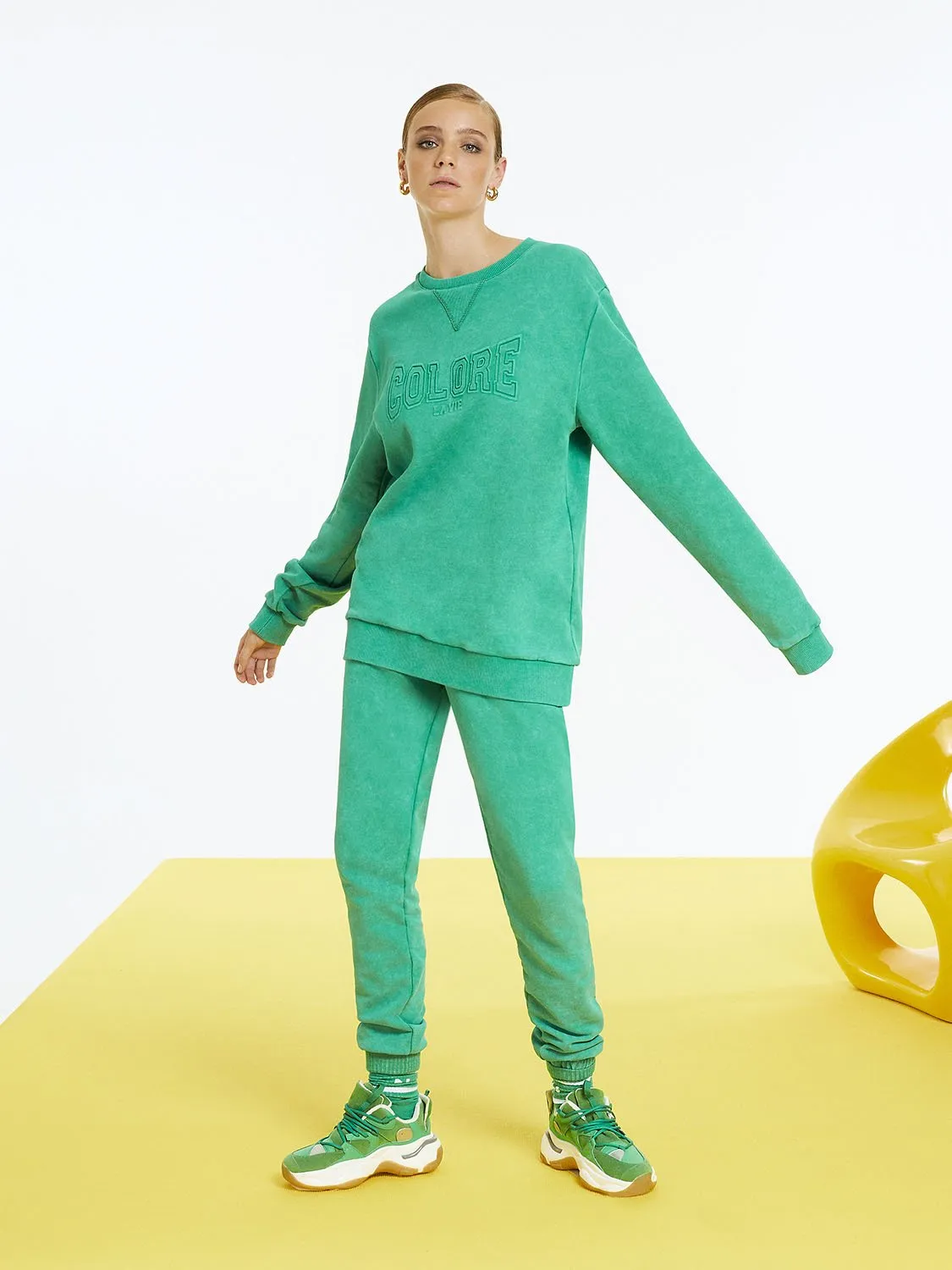 Text Print Oversized Sweatshirt