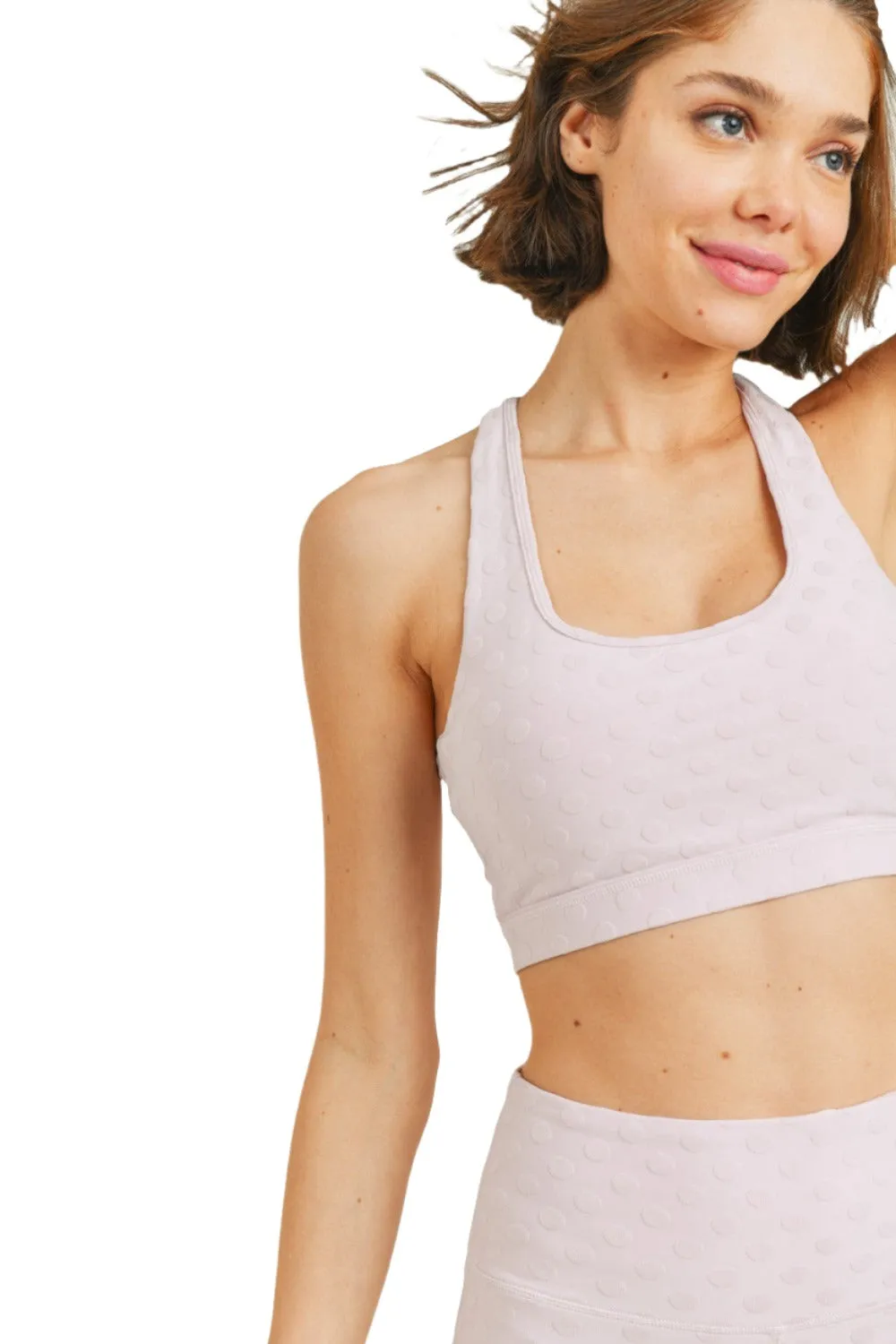 Textured Polkadot Jacquard TACTEL® Sports Bra AT8087