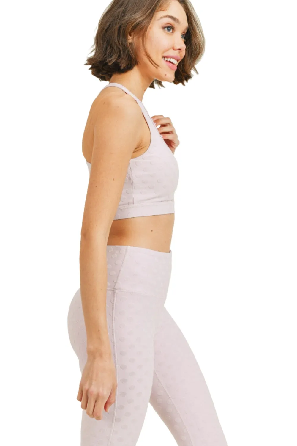 Textured Polkadot Jacquard TACTEL® Sports Bra AT8087