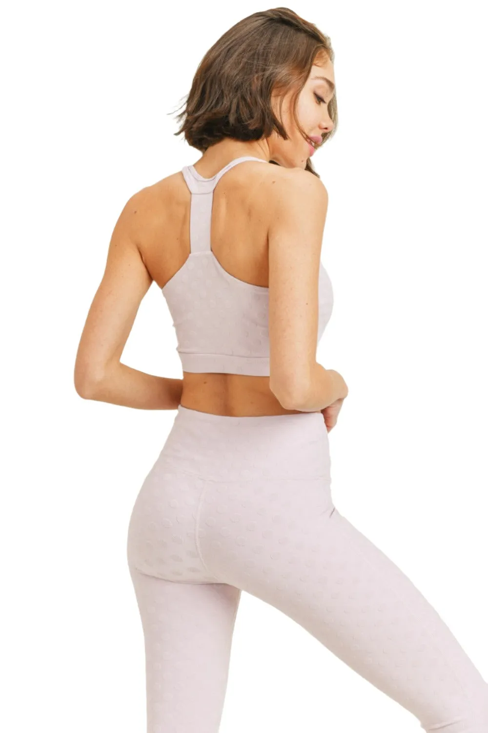 Textured Polkadot Jacquard TACTEL® Sports Bra AT8087