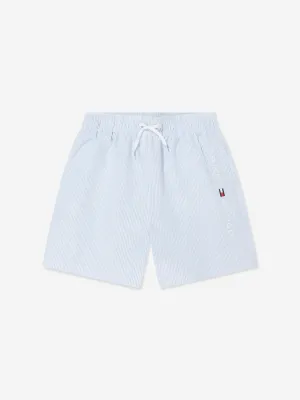 Tommy Hilfiger Boys Striped Swim Shorts in Blue