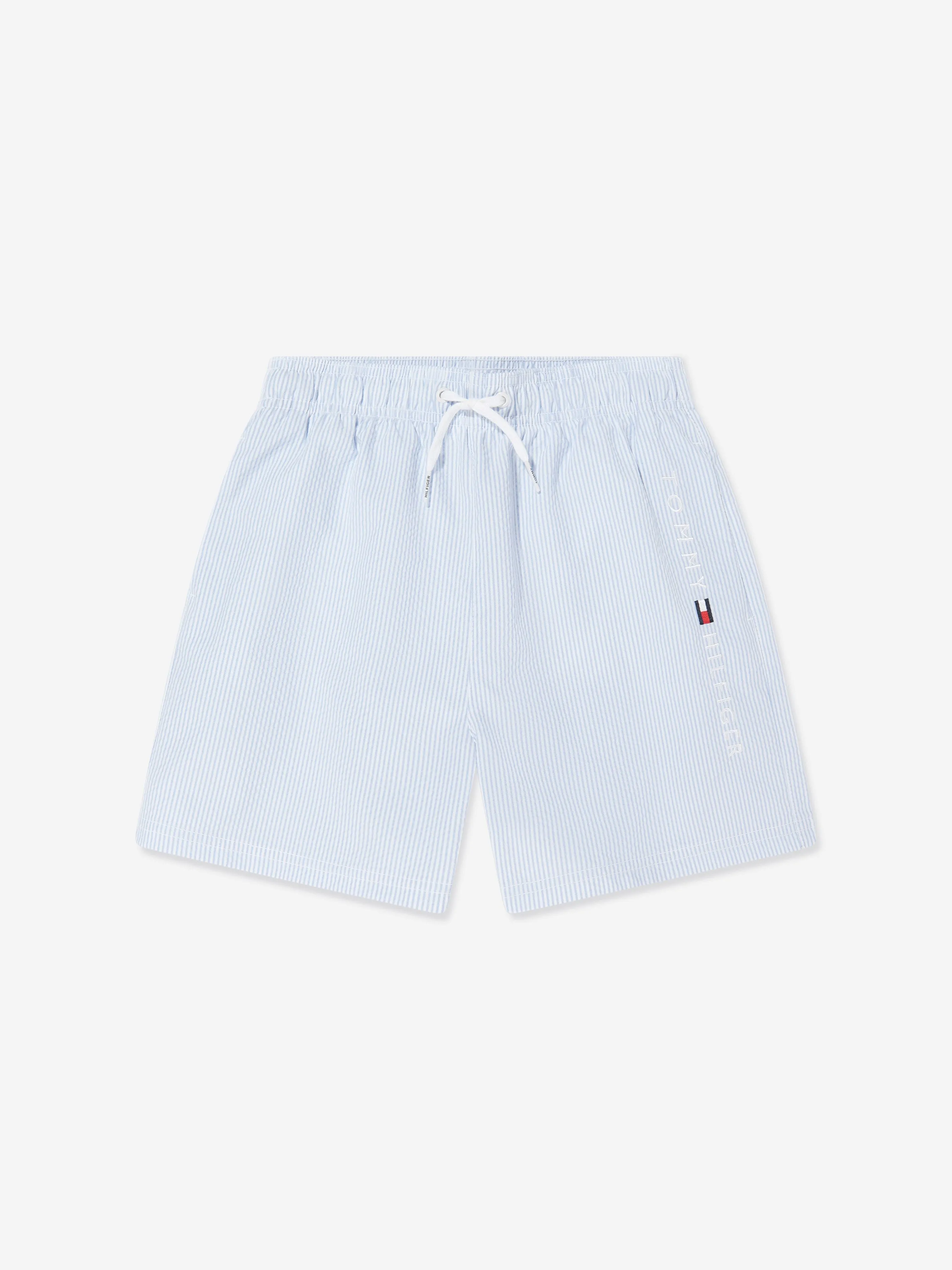 Tommy Hilfiger Boys Striped Swim Shorts in Blue