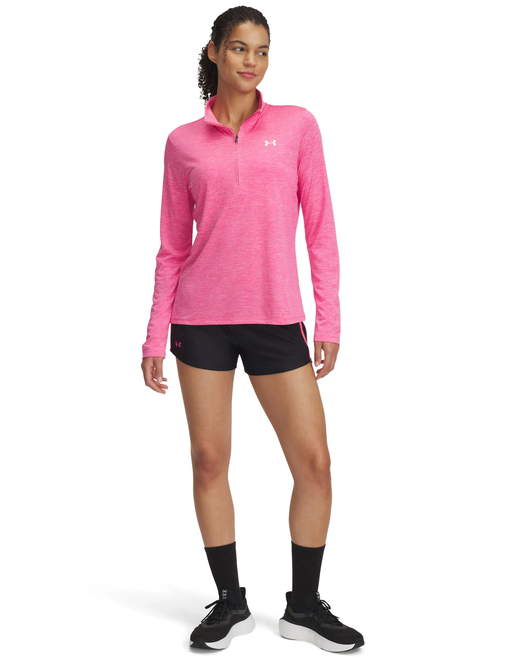 UA Tech Play Up Shorts - Black/Super Pink