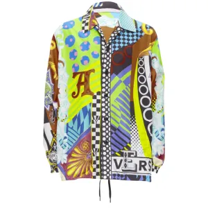 Versace Pop Temple print nylon windbreaker shirt jacket