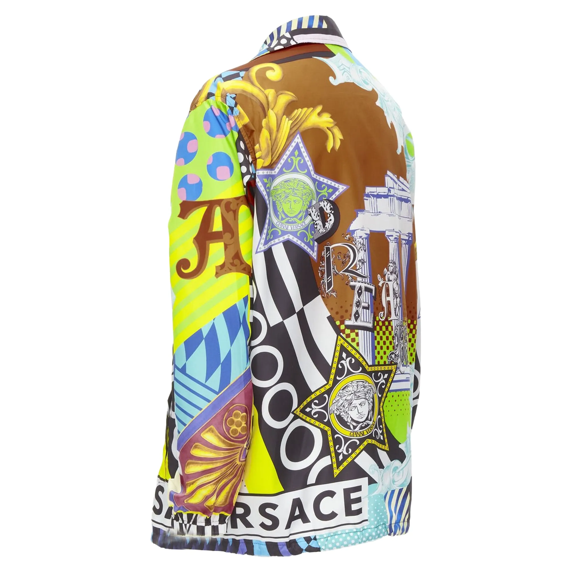 Versace Pop Temple print nylon windbreaker shirt jacket