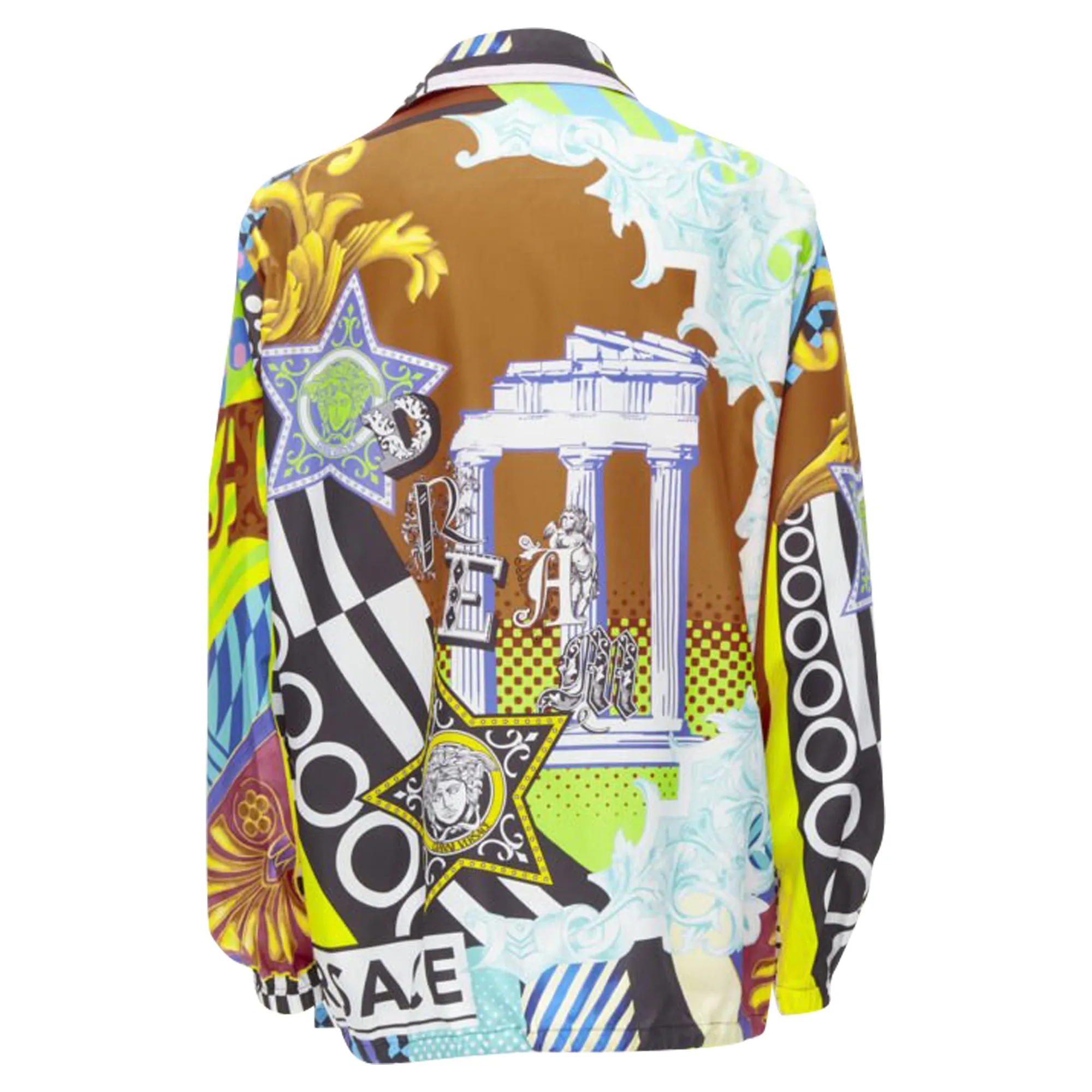 Versace Pop Temple print nylon windbreaker shirt jacket