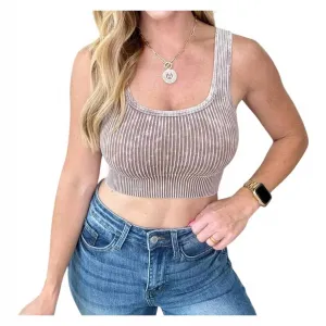 Vneck Reversible Ribbed Bralette In Sand Beige