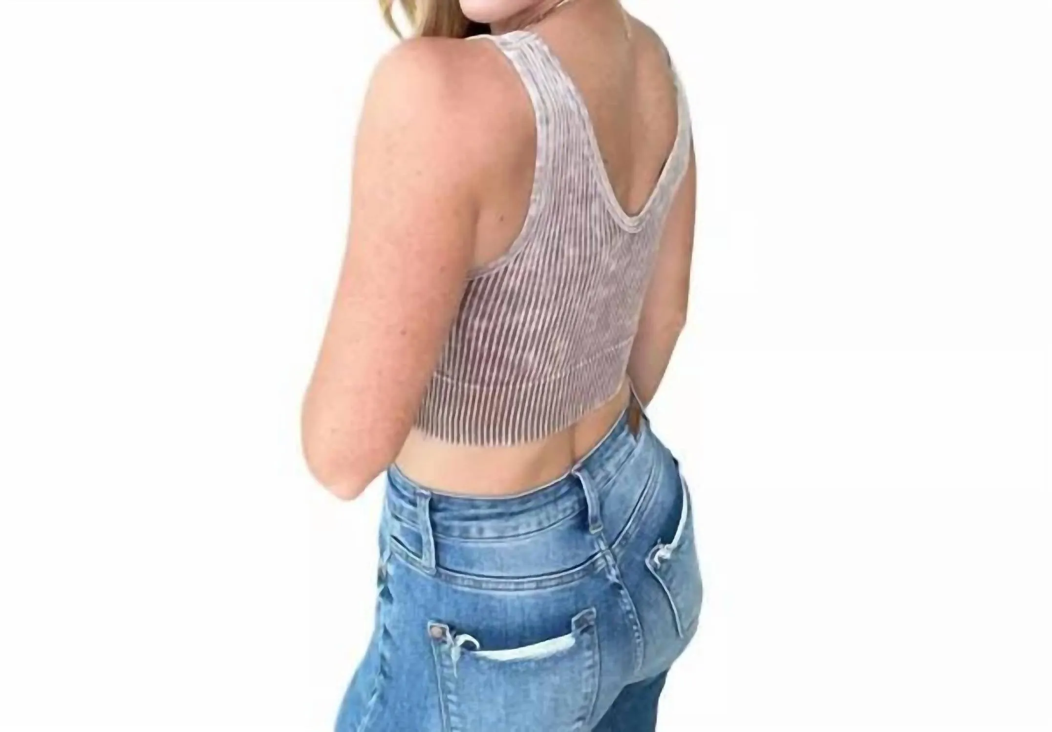 Vneck Reversible Ribbed Bralette In Sand Beige