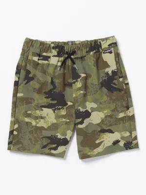 Volcom Elastic Waist Printed Hybrid Boys Shorts (Age 8-14) Army Camo Volcom