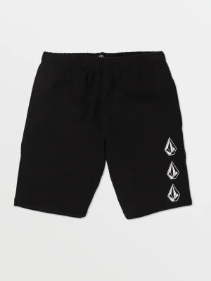 Volcom Iconic Stone Elastic Waist Fleece Boys Shorts (Age 8-14) Black Volcom