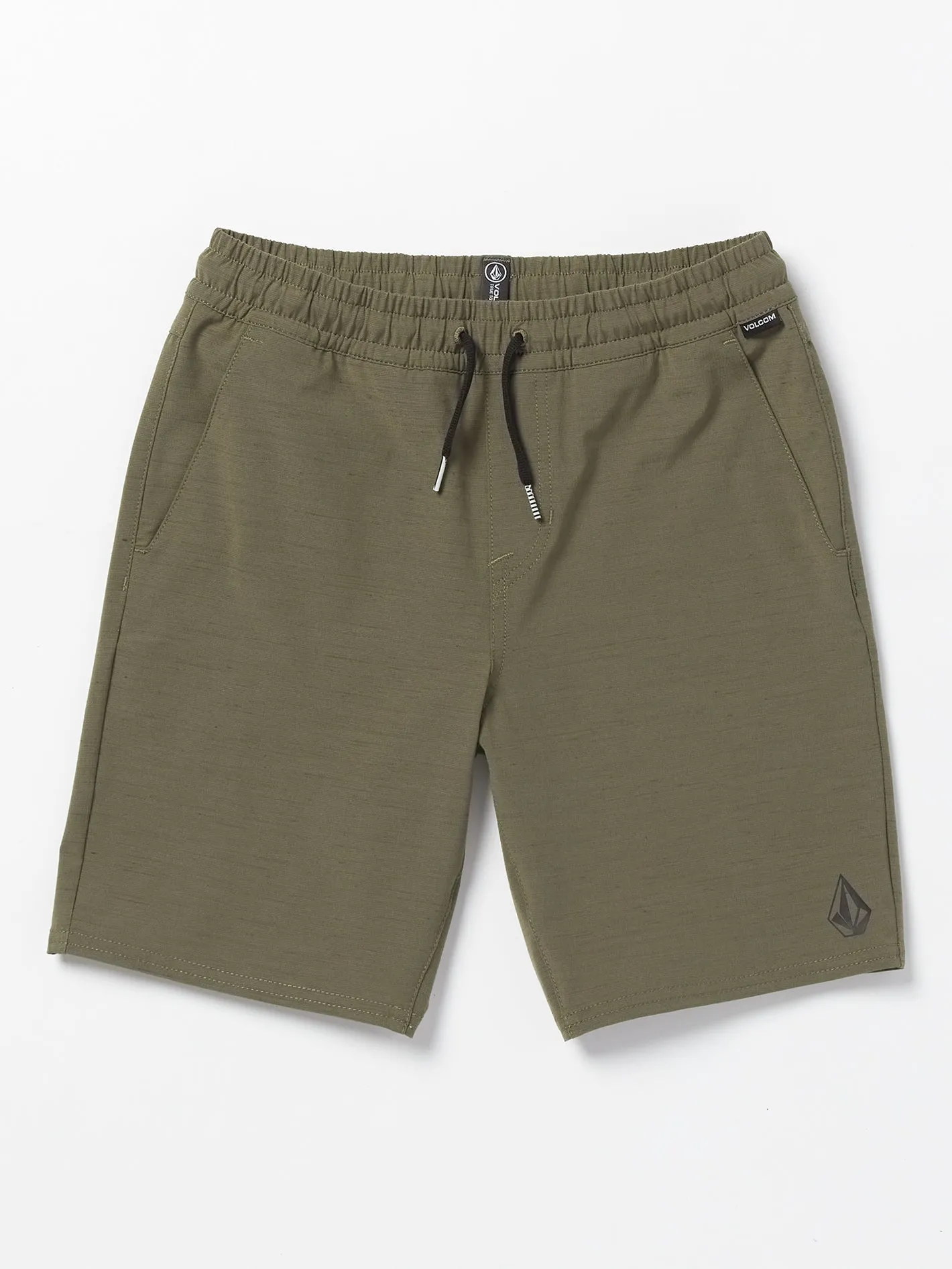 Volcom Understoned Elastic Waist Hybrid Boys Shorts (Age 8-14) Bison Volcom