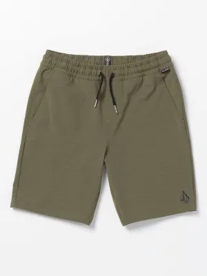 Volcom Understoned Elastic Waist Hybrid Boys Shorts (Age 8-14) Bison Volcom