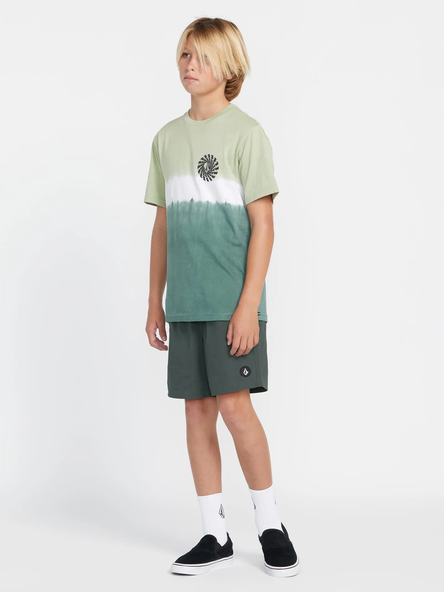 Volcom Villa Rue Elastic Waist Boys Short (Age 8-14) Stealth Volcom