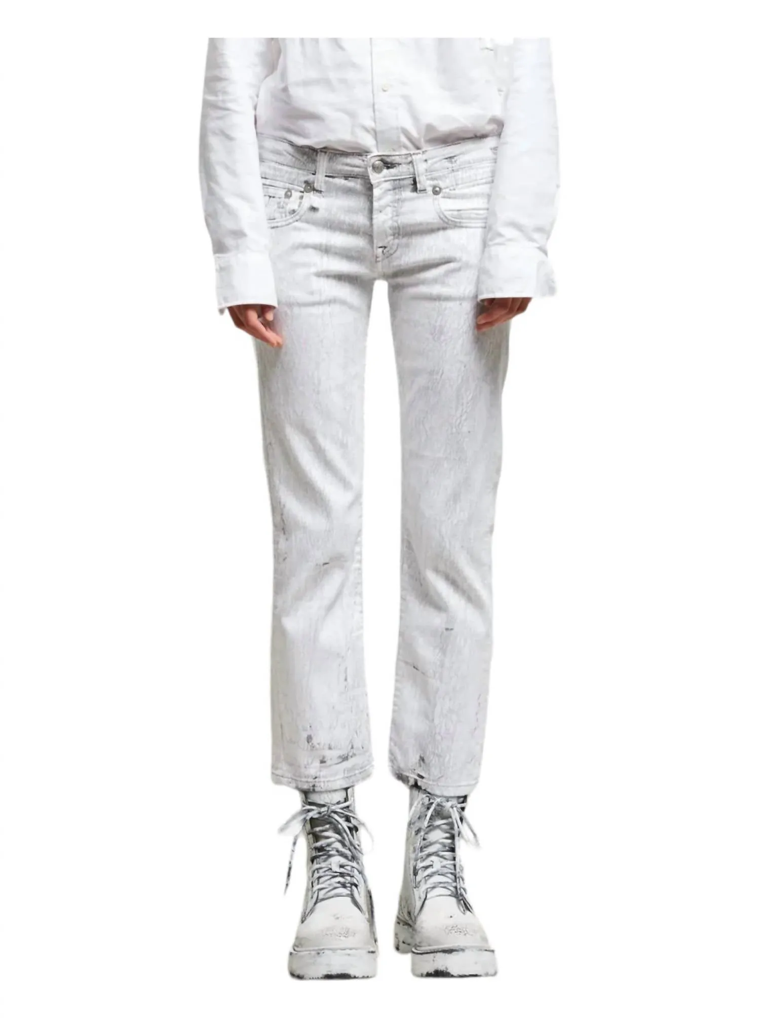 Women's Classic Boy Straight Leg Pants In Crackled Grey