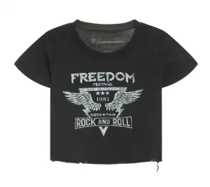 Women's Freedom Festival Cropped Tee In Black