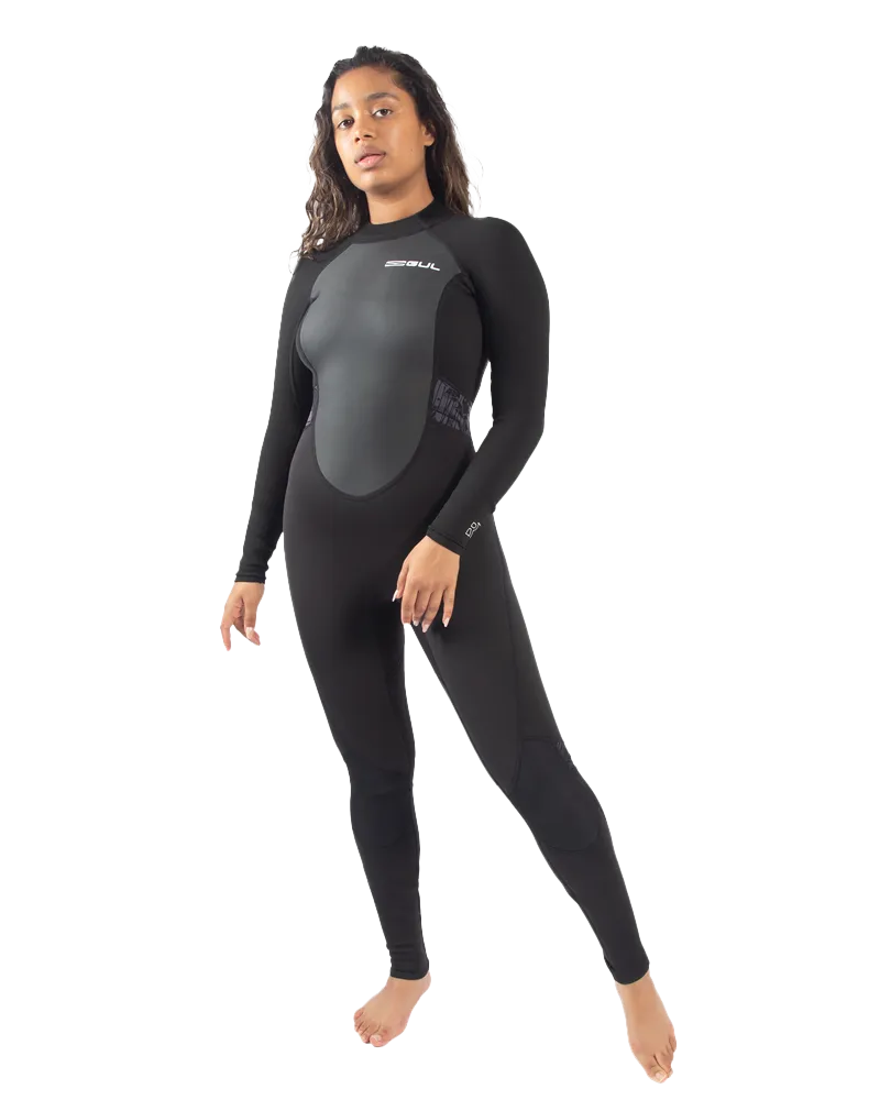 Womens Response FL 3/2mm Back Zip Wetsuit in Black