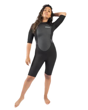 Womens Response FL 3/2mm Shorty Back Zip Wetsuit in Black