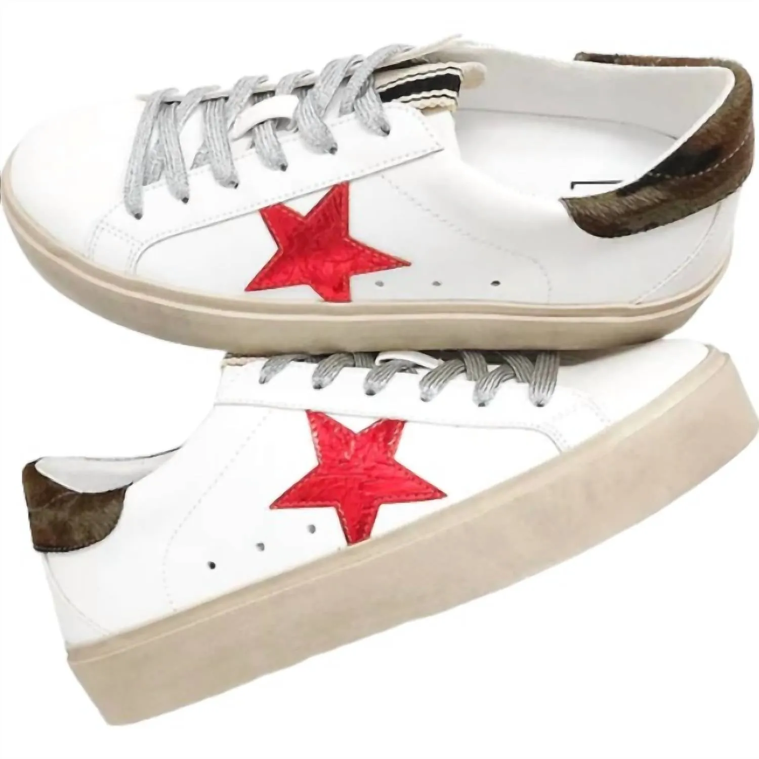 Women's Star And Camo Sneakers In White