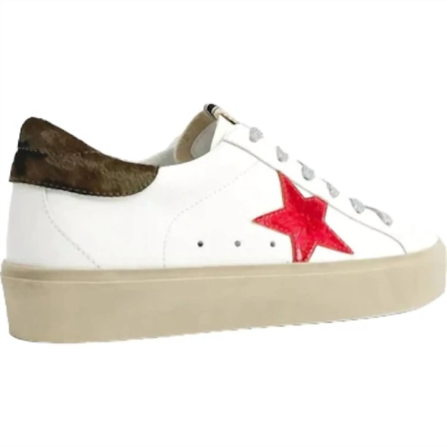 Women's Star And Camo Sneakers In White