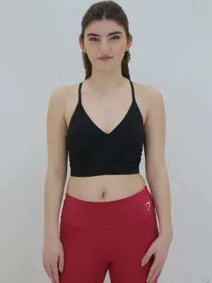 Women's Stripe Sports Bra,Black