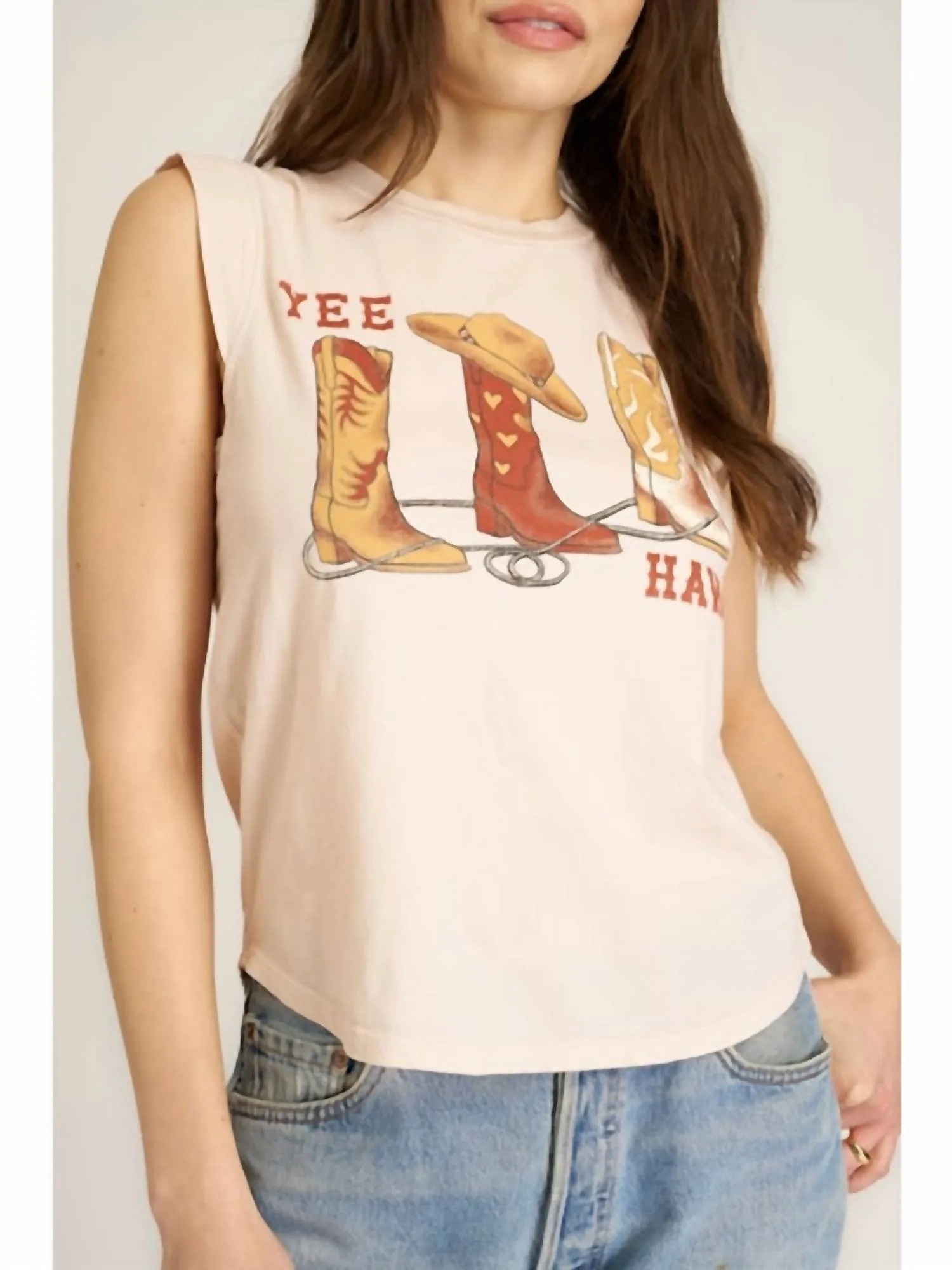 Yee Haw Tank Top In Finch Pink